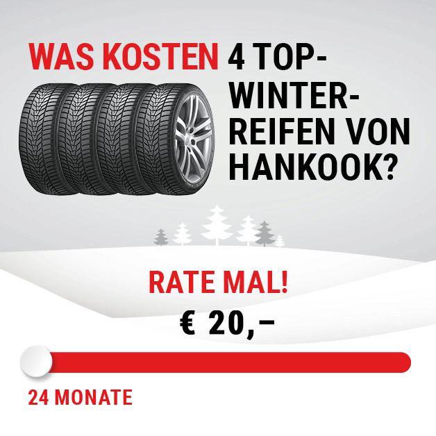 Banner zum Thema Hankook Reifen-Finanzierung Banner zum Thema Hankook Reifen-Finanzierung