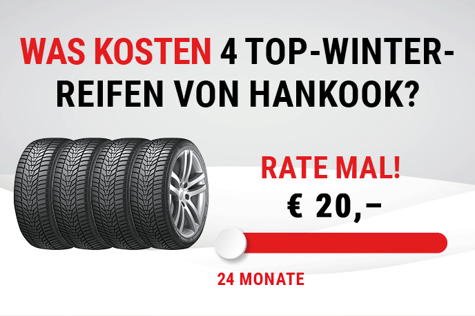 Banner zum Thema Hankook Reifen-Finanzierung Banner zum Thema Hankook Reifen-Finanzierung
